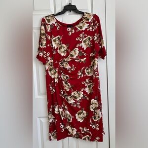 connected apparel Red Floral Midi Dress